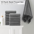 thumbnail image 4 of Jessy Home 12 Pack Dark Gray Hand Towel Set 16"x31" Soft Highly Absorbent Quick Dry Bathroom Bath Hand Towels Microfiber Plush Towels, 4 of 6