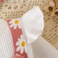 thumbnail image 6 of DHFJKG Baby Girls Winter Clothes Jumpsuit Ribbed Long Sleeve Floral Print Bowknot Onesie With Hairband 2 Piece Outfit Soft For Lovely One-Pieces, 6 of 7