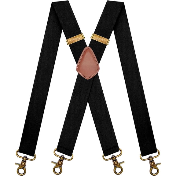 Suspenders for Men Heavy Duty 4 Snap Hooks for Belt Loops Adjustable X