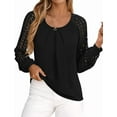 thumbnail image 3 of PRETTYGARDEN Long Sleeve Shirts for Women Trendy Lace Tops Dressy Casual Blouses Fall Outfits Fashion Clothing, 3 of 8
