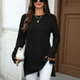 thumbnail image 6 of EDFBUYKRS Long Sleeve T Shirts for Women Dressy Casual Tops Knot Tunic Ladies Fall Clothes Blouse Black Tee for Legging M, 6 of 8
