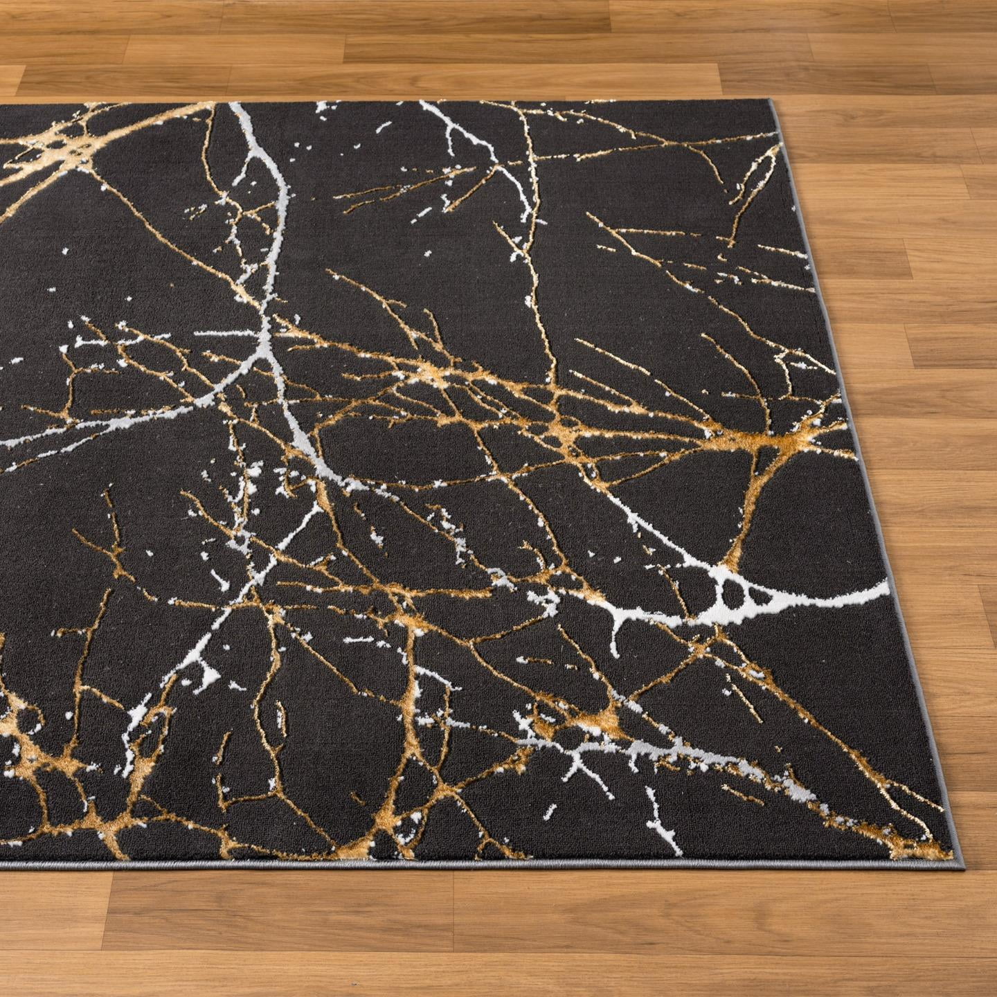 LUXE WEAVERS Modern Abstract Nature Black 4x6 Area Rug, Non-Shedding Carpet