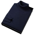 thumbnail image 2 of Suéter de otoño e invierno para hombre, camisa de punto con parte inferior, suéter de cuello alto de color sólido entallado para hombres jóvenes y de mediana edad, multicolor, 2 of 6