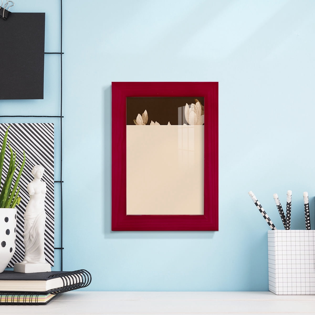 Asian Brocade II - Framed Print w/glass - Cherry Red
