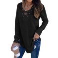 thumbnail image 1 of ZXZY Women Cross V Neck Lace-Up Long Sleeves Solid Color Top, 1 of 5