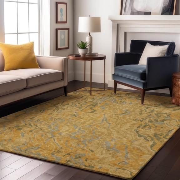 Addison Rugs Mayfield Premium Machine Washable Transitional Swirls Gold Rectangle Rug, 8' x 10'