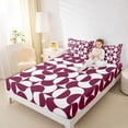 thumbnail image 3 of Castle Fairy Retro Split Circle Bed Sheets 4-Piece,Abstract Curved Full Size Sheets,Burgundy White,1 Flat Sheet, 1 Fitted Sheet and 2 Pillowcases, 3 of 7