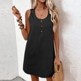 thumbnail image 6 of ClodeEU Women's Round Neck Sleeveless Button Cute Mini Dress,Casual Loose Summer Sundress Black,Women's Plus L, 6 of 8