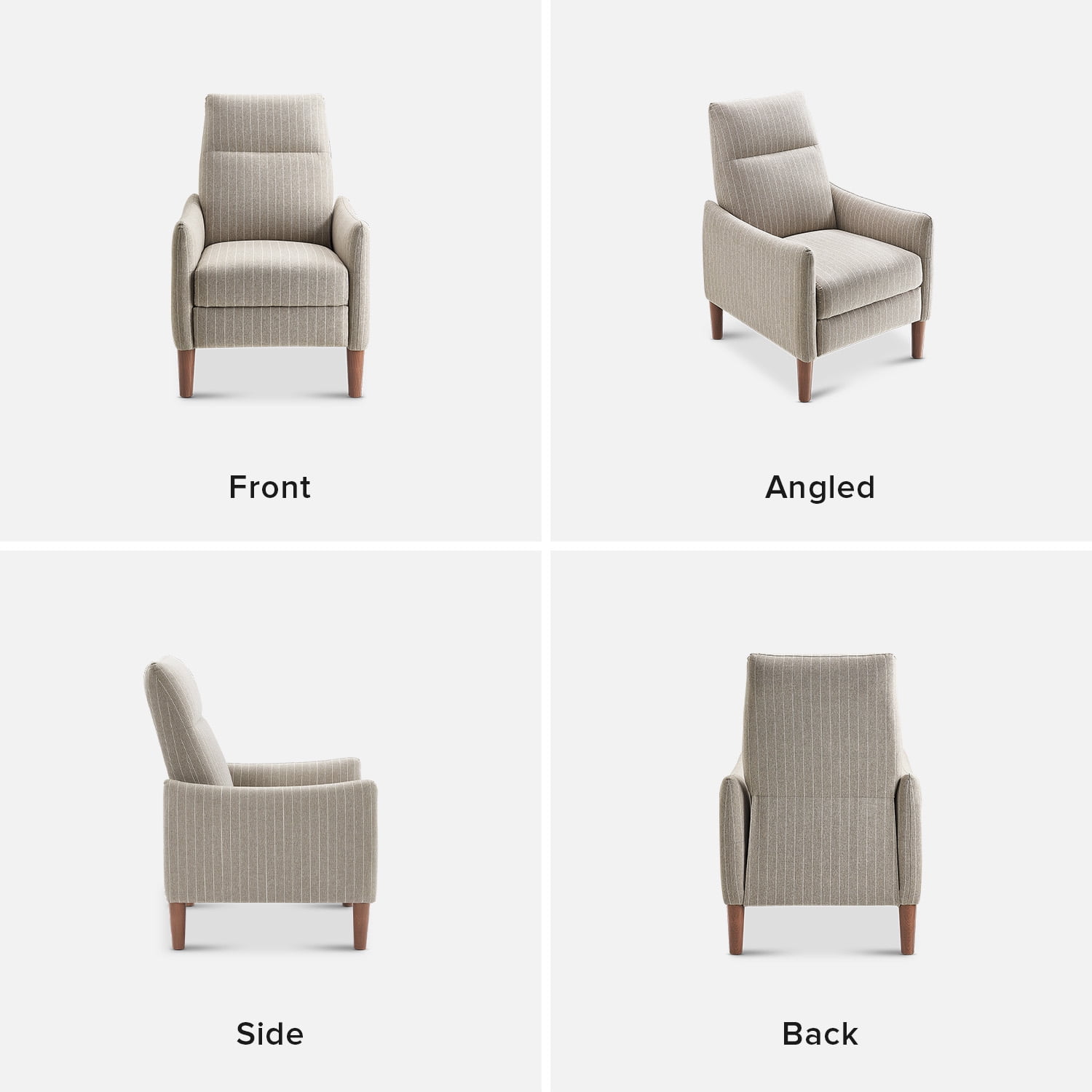 mopio Arthur Recliner Chair with 3 Positions, Jacquard Fabric Accent Chair, Mid Century Modern Reading Chair, High Back Padded Support Comfy Sleeper Armchair, Nursery Chair for Living Room, Bedroom