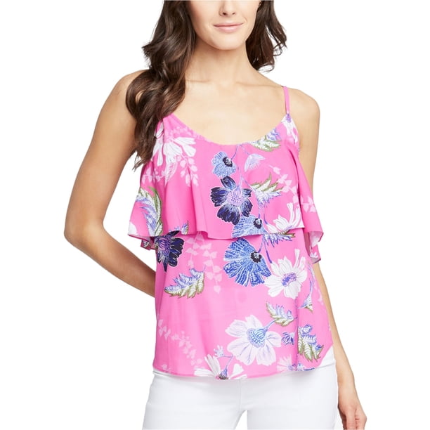 Blusa con volantes Rachel Roy para mujer Rosa Mediana