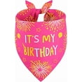 thumbnail image 2 of Dog Birthday Bandana Girl Pink Large 1PCS, Durable Triangle Reversible Scarf Bibs Handkerchief for Puppy Pet, 2 of 5
