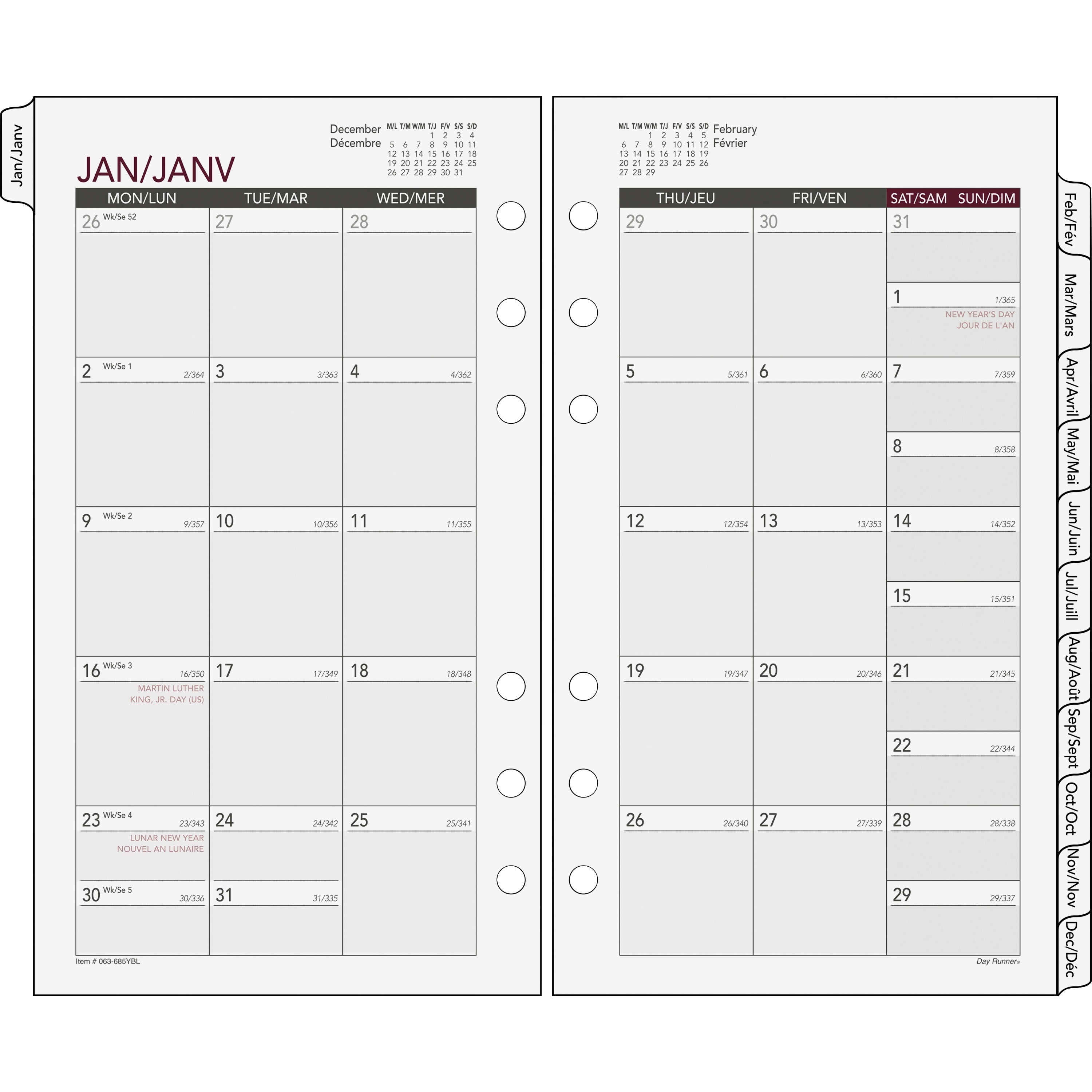 063685Y Day Runner Express Planning Page Monthly 3.75" x 6.75" 1