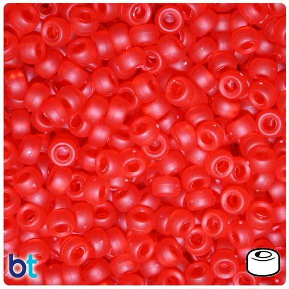 BeadTin Ruby Frosted 6.5mm Mini Barrel Pony Beads (1000pcs)