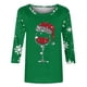 thumbnail image 3 of Navidad Mujeres Tops, Manga 3/4 Cuello Redondo Suéter con Impresión de Vacaciones, Camiseta de Manga Larga, 3 of 7