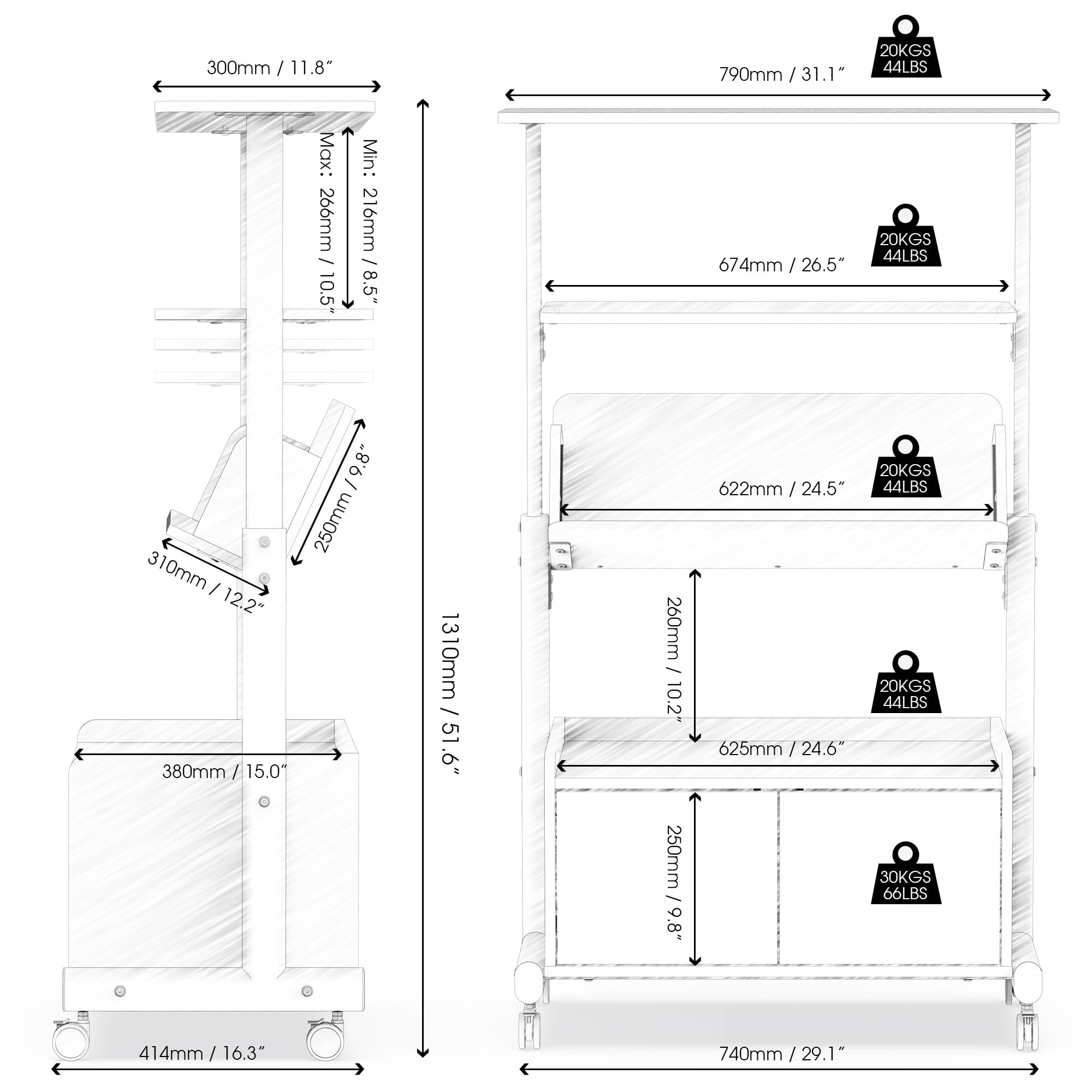 Fenge Bookshelf with Door, 4 Tier Small Bookcase with Storage Cabinet