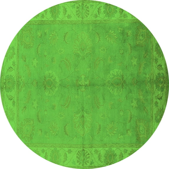 Ahgly Company Indoor Round Oriental Green Traditional Area Rugs, 5' Round