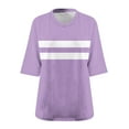thumbnail image 5 of IROINNID Women Casual Fashion Loose Fit Printed Round Neck 3/4 Sleeve Tshirt Comfortable Soft Breathable Tee Tops For Everyday Wear(Purple#2,M), 5 of 5