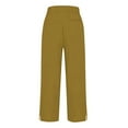 thumbnail image 7 of Women's Linen Cotton Blend Trousers with Elastic Waist and Side Slits Comfortable Straight Leg Casual Long Pants, 7 of 7