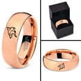 thumbnail image 4 of Tungsten Coyote Canis Canidae Watching Band Ring 7mm Men Women Comfort Fit 18k Rose Gold Dome Polished, 4 of 4