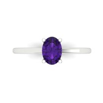 1 ct Oval Cut Natural Amethyst Solitaire 18K White Gold Womens Engagement Ring