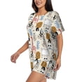thumbnail image 3 of Womens Pajama Sets With Pocket, Hand Drawn Animals Lounge Sets Short Sleeve Sleepwear PJ Sets for Women, 3 of 6