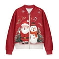 thumbnail image 4 of COEQINE Women's Zip Up Bomber Jacket Cropped Relaxed Fit Bomber Outfits with Pockets, Fashion Moto Biker Coats Varsity Jackets Shackets Winter Coats, XX-Large, Cute Santa Claus Snowman Music Note, 4 of 7