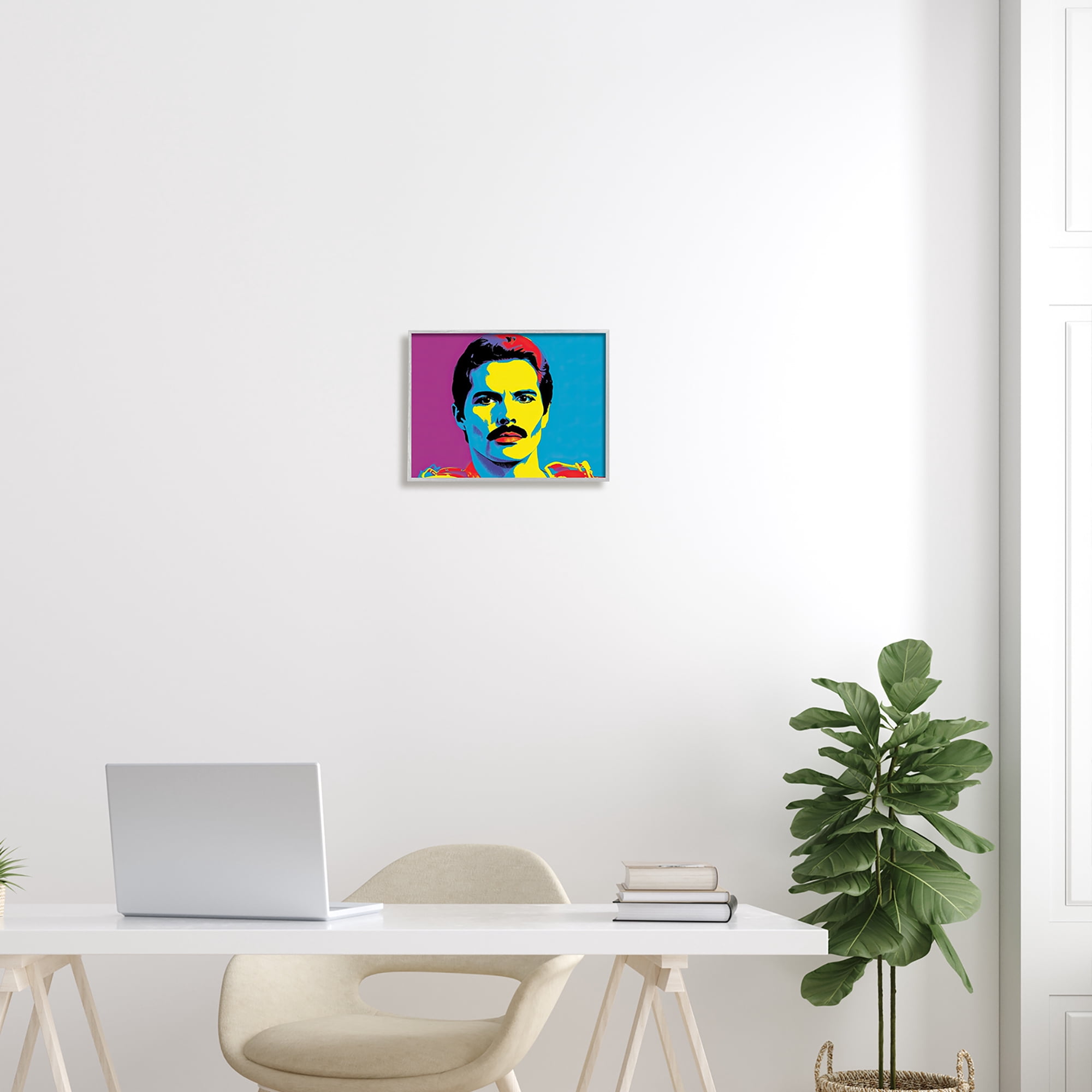 Stupell Industries Freddie Mercury Pop Style Abstract Painting Gray Framed Art Print Wall Art, 14 x 11