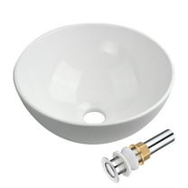 Aquaterior 12" Vessel Sink Above Counter Washing Basin Bowl Bathroom Porcelain Sink with Drain Counter Top Lavatory