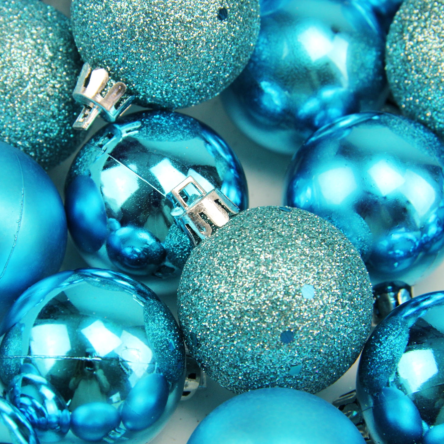 Northlight 96ct Shatterproof 4-Finish Christmas Ball Ornament Set 1.5" - Turquoise