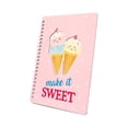 thumbnail image 3 of Cuaderno Prichos Forma Francesa con Espiral con Diseño de Helados de Raya Rosa 50 Hojas, 3 of 4