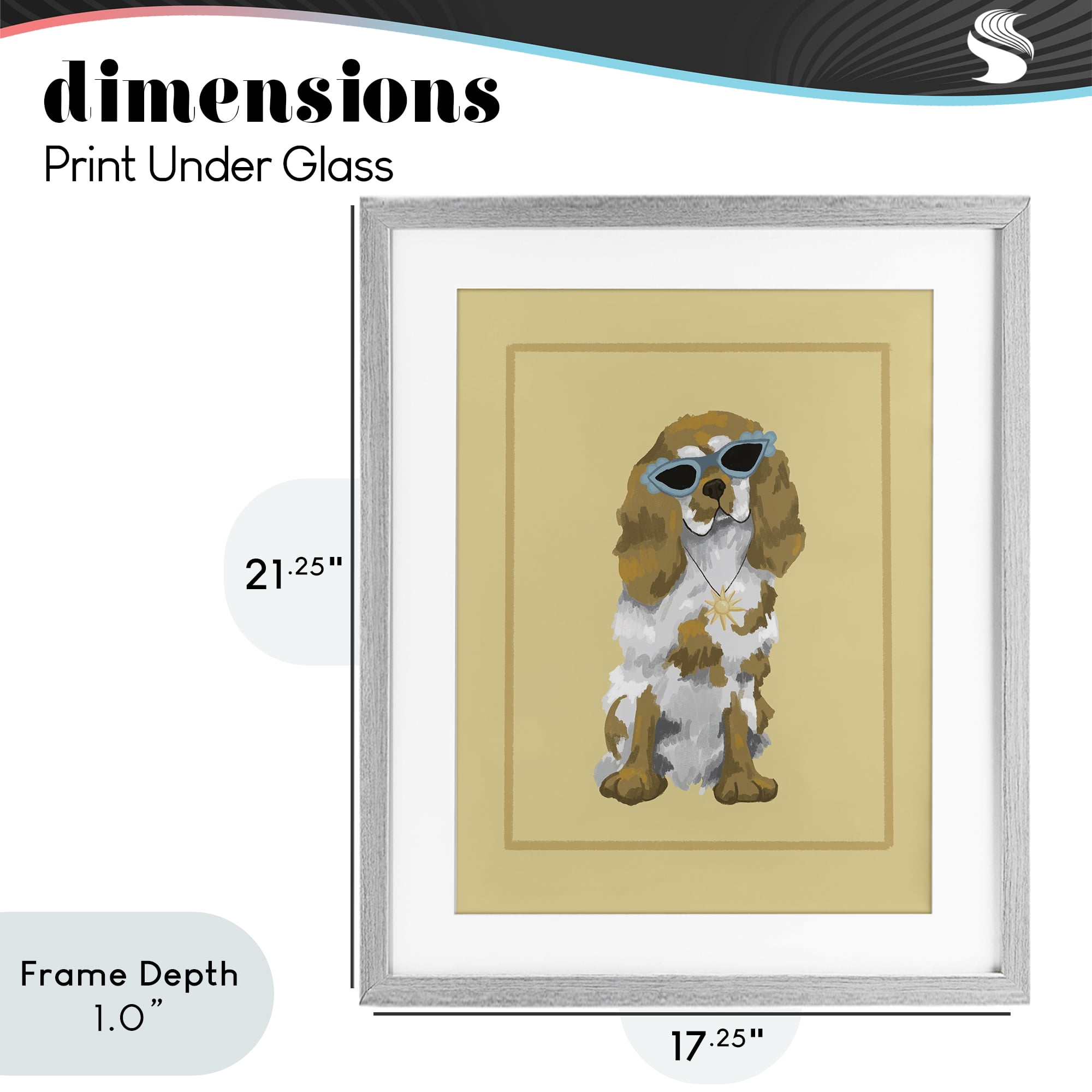 Stupell Industries Coolest Dog & Sunglasses Gray Framed Print Under Glass, design by Sadie Harper