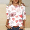 thumbnail image 2 of Valentine's Day Holiday T-Shirts for Womens Cute Heart 3/4 Sleeve Tops Fashion Going Out Tee Shirts, 2 of 5
