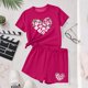 thumbnail image 4 of Vestido de manga corta para niños Día de San Patricio impreso de dos piezas Conjunto de cuello redondo con pantalones cortos, blusa de manga corta, 4 of 6
