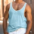 thumbnail image 2 of Afdoent Men's Tank Top Summer Men's Solid Color Beach Tank Top With False Buttons Comfortable, 2 of 5