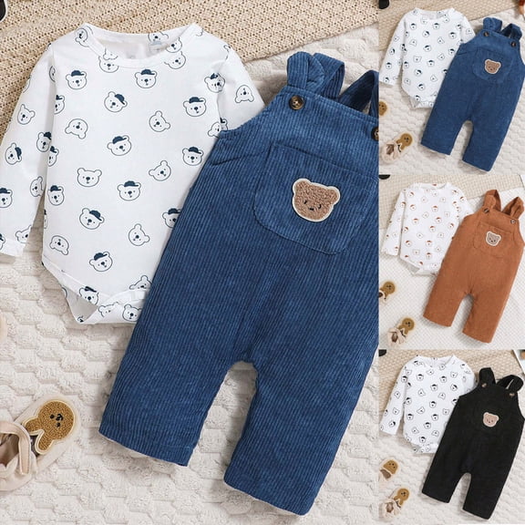 Toddler Boy Outfit Long Sleeve Sweatshirt And Pants Set Infant Baby Boy Fall Winter Clothes(Blue,3-6 Months)