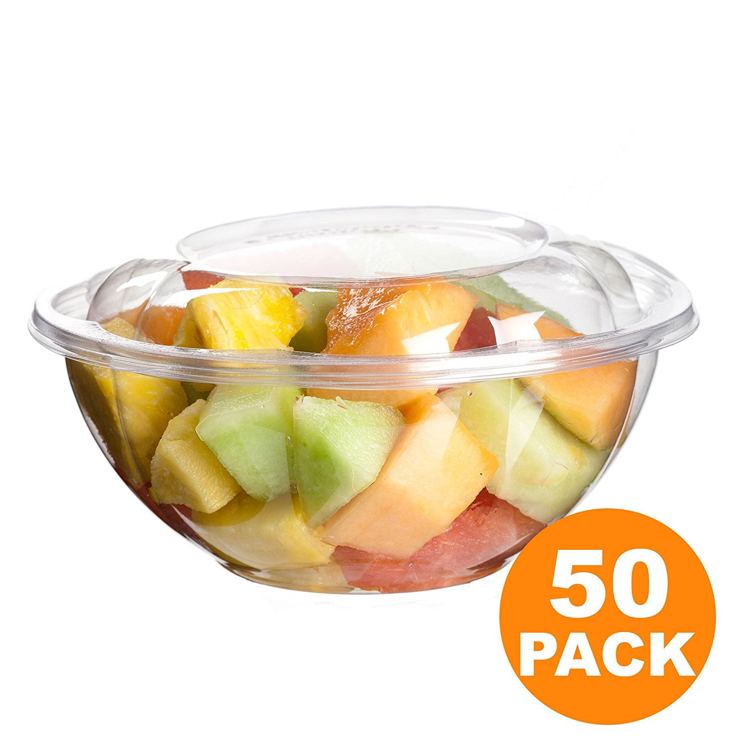 Clear Plastic Bowl With Dome Lids for Salads Fruits Parfaits, 24oz, Disposable, Small Size [50