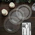 BalsaCircle 10 Clear 7.5" Round Plastic Salad Plates Gold Hammered Trim Disposable Tableware ...