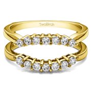 Double Shared Prong Contour Ring Guard in Sterling Silver (0.49ctw)