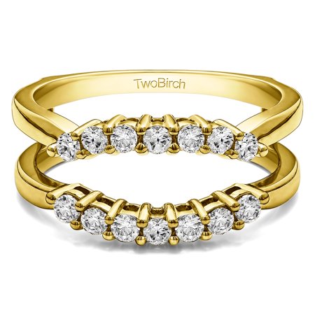 Double Shared Prong Contour Ring Guard in Sterling Silver (0.49ctw)