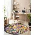 thumbnail image 4 of Unique Loom Estrella Collection Area Rug - Gracia (6' 1" Round Multi/Beige), 4 of 7