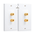 thumbnail image 2 of 8 Pack Single Gang 1.0 Speaker Wire Wall Plate (Banana Plug Wall Plate) for 1 Speaker, White, 2 of 7