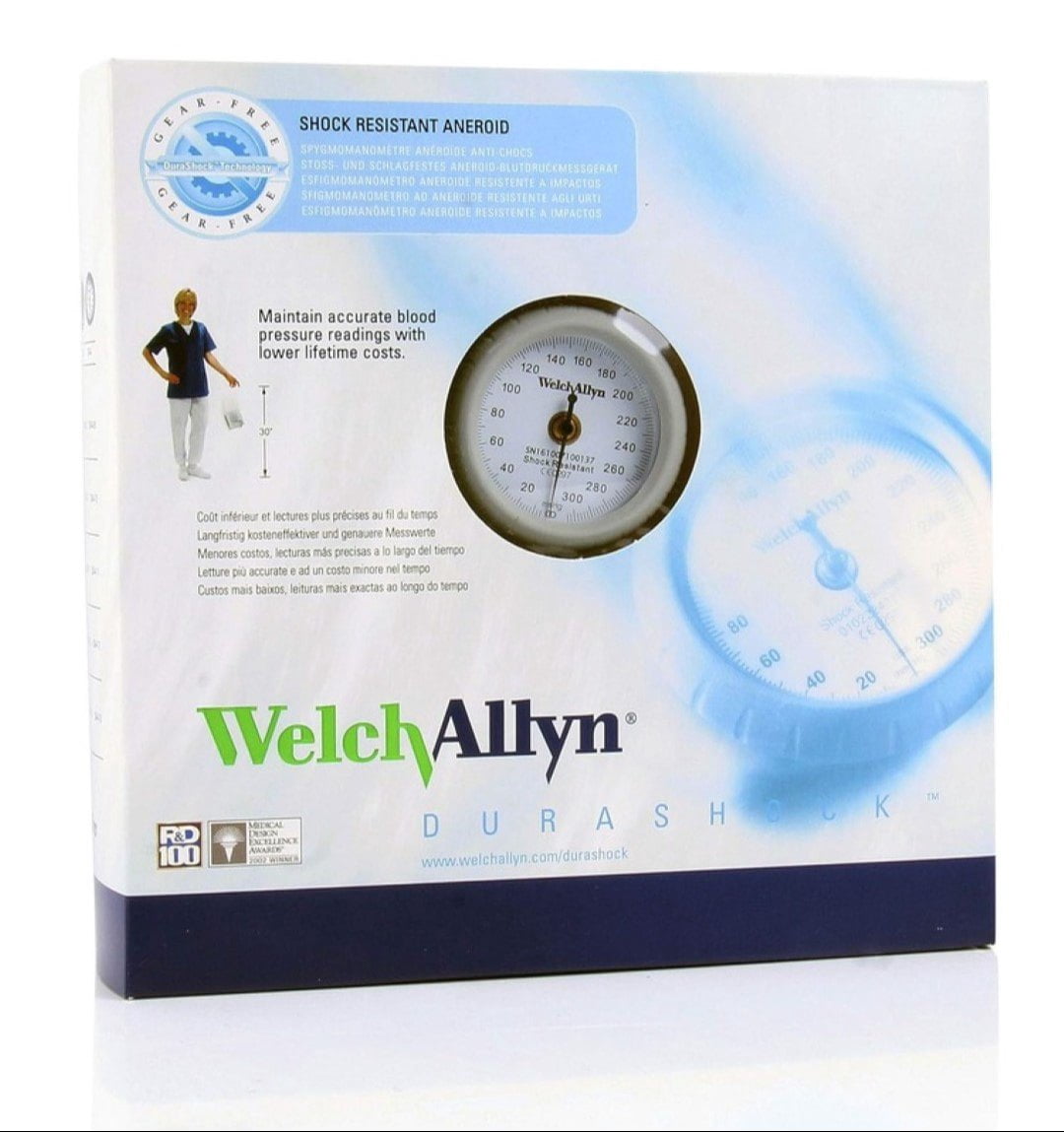 Welch Allyn Aneroid Sphygmomanometer Unit DuraShock 1-Tube Pocket Aneroid Adult Size 11 Cuff - DS44-11