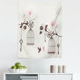 thumbnail image 1 of Vintage Tapestry, Bird Cages and Keys Hanging from Swirling Rose Branches Doves, Fabric Wall Hanging Decor for Bedroom Living Room Dorm, 5 Sizes, Dark Brown Pale Pink, by Ambesonne, 1 of 1