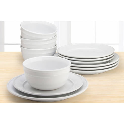 Mainstays Amelia 12Piece Solid Color Dinnerware Set