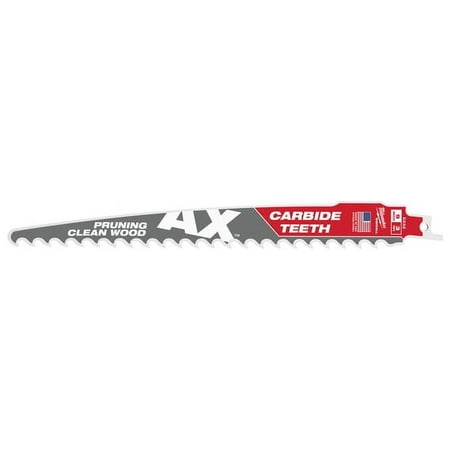 UPC: 0045242569328 | Milwaukee-48-00-5232 9in. 3 TPI The AX with Carbide Teeth for Pruning And Clean Wood SAWZALL Blade 1PK
