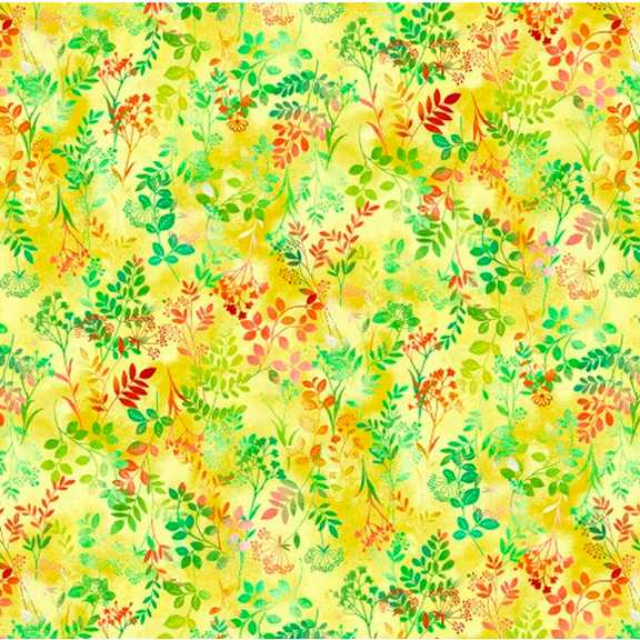 Studio E Butterfly Bliss Mini Wildflowers Yellow Cotton Fabric By Yard