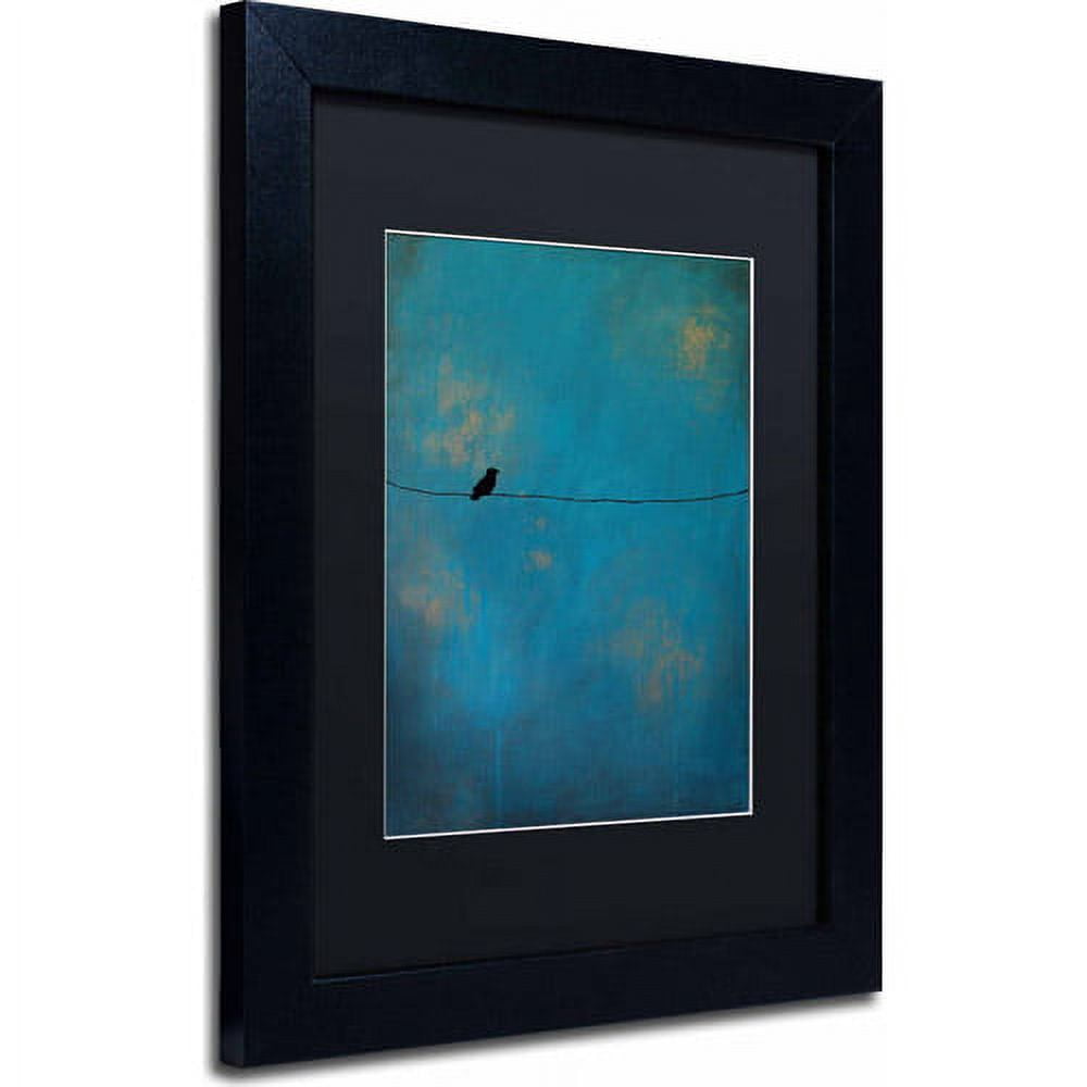 Trademark Fine Art "Lone Bird Blue" Canvas Art by Nicole Dietz, Black Matte, Black Frame