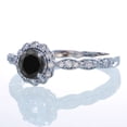thumbnail image 2 of 1.5 Carat Round Cut Black Diamond and Diamond Flower Vintage Designer Engagement Ring on 10k White Gold, 2 of 3