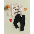 thumbnail image 3 of Wassery Toddler Boys Thanksgiving Outfits Infant Baby 2Pcs Fall Clothes Set Letter Print Long Sleeve Sweatshirts and Solid Color Long Pants 0-3T, 3 of 9