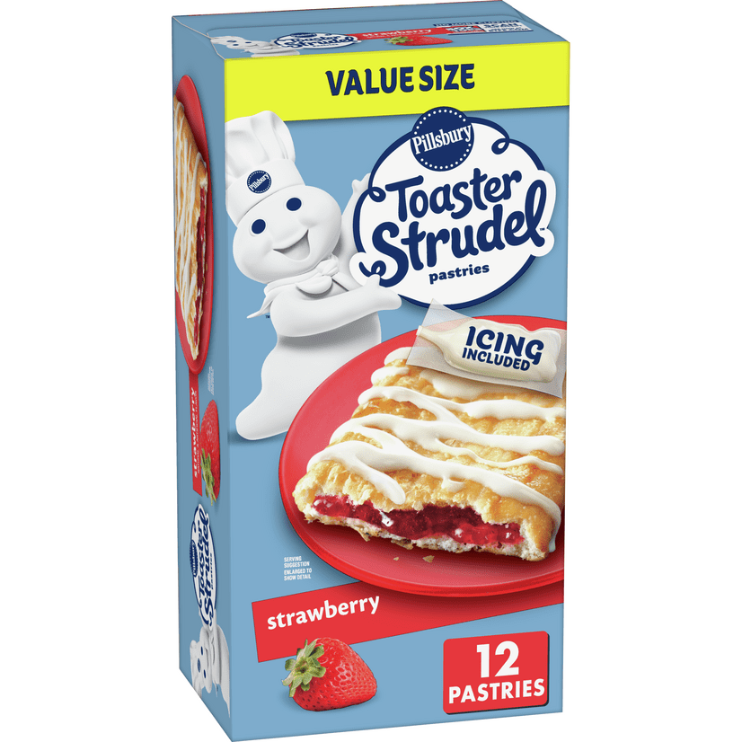 Pillsbury Toaster Strudel, Strawberry, Frozen Pastries, 12 ct, 23.4 oz